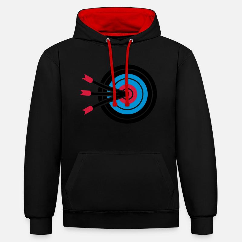 Bogenschießen - Kontrast-Hoodie - Schwarz/Rot
