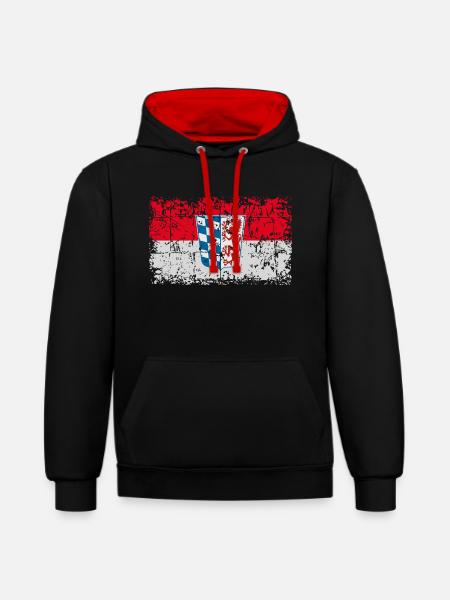 Niederbayern - Kontrast-Hoodie - Schwarz/Rot