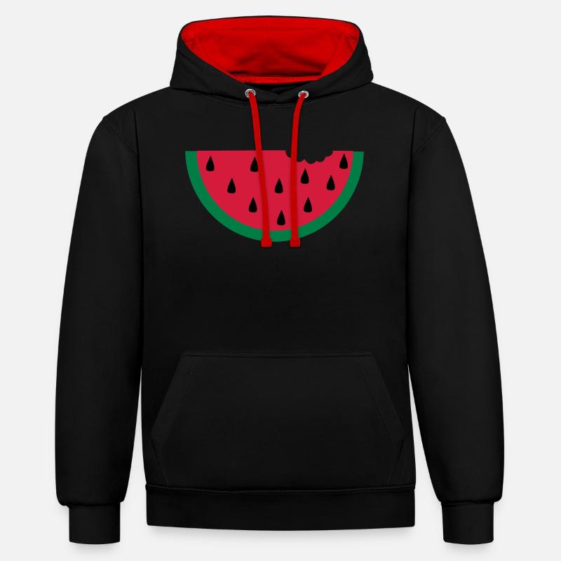 fruit pastèque pastèque - Sweat à capuche contrasté - noir/rouge