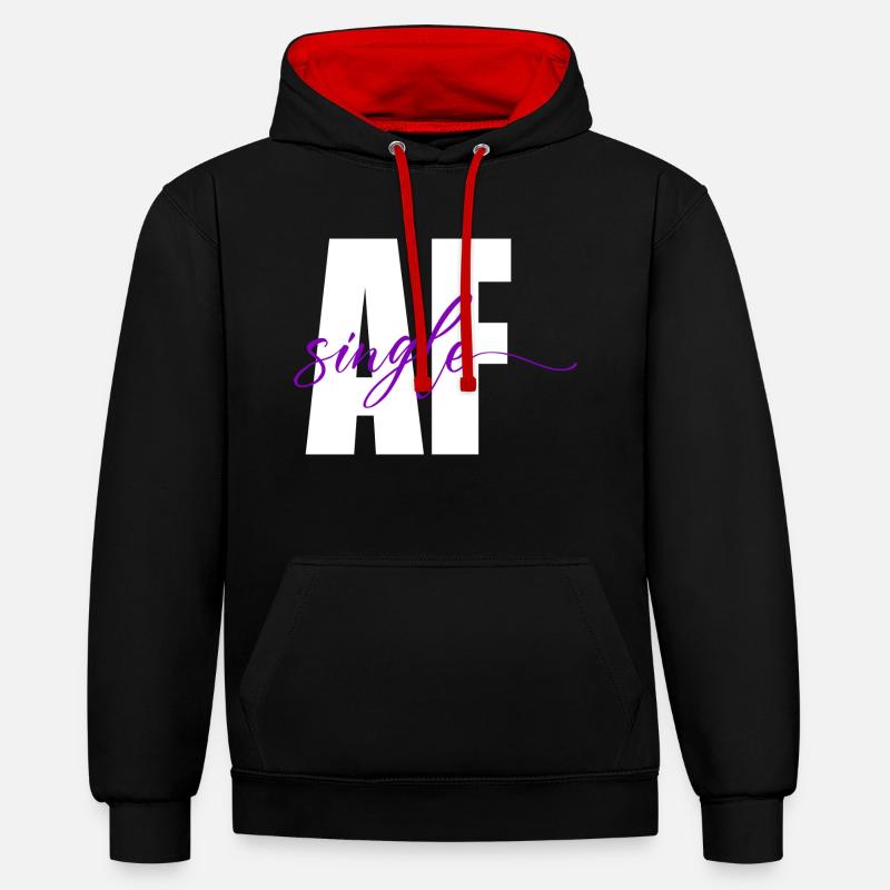 Célibataire Comme maudit - Sweat à capuche contrasté - noir/rouge
