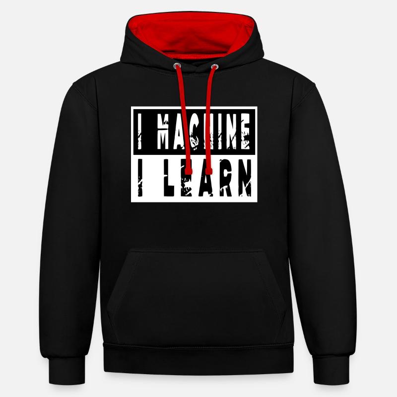 funny sayings jokes fullstack developer - Contrast hoodie - black/red