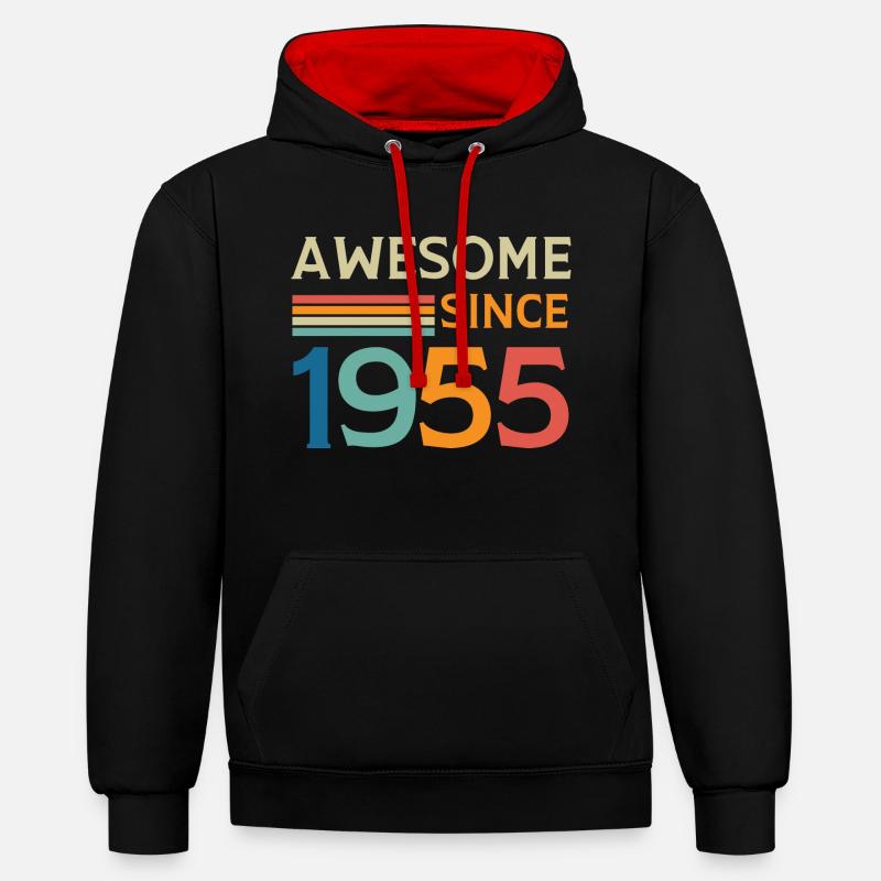 Awesome since 1955 - Sweat à capuche contrasté - noir/rouge