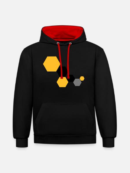 Waben 6 - Kontrast-Hoodie - Schwarz/Rot