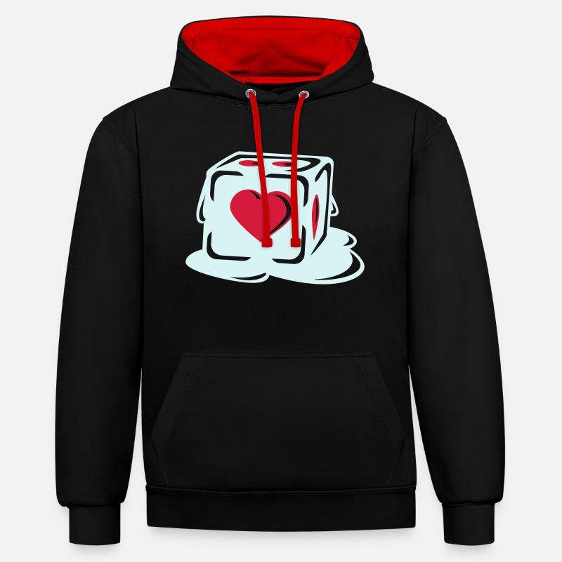 With Heart - Sweat à capuche contrasté - noir/rouge