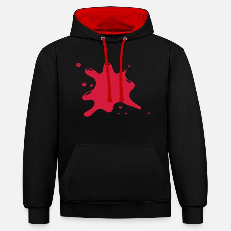 Klecks fleck blut - Kontrast-Hoodie - Schwarz/Rot