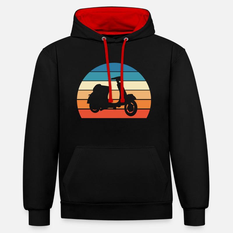 Scooter Mobylette Cadeau Rétro - Sweat à capuche contrasté - noir/rouge