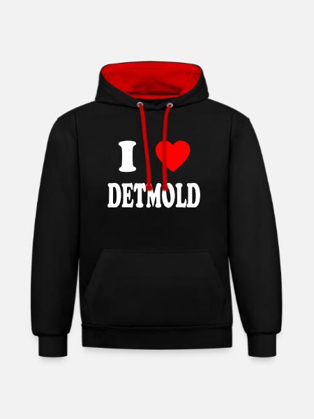 I love Detmold - Kontrast-Hoodie - Schwarz/Rot