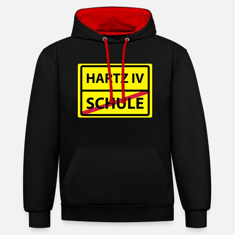 Hartz scolaire 4 - Sweat à capuche contrasté - noir/rouge