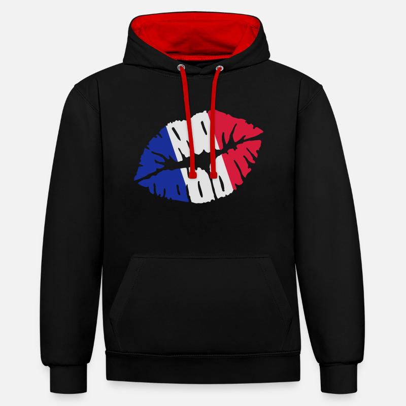 France - Sweat à capuche contrasté - noir/rouge