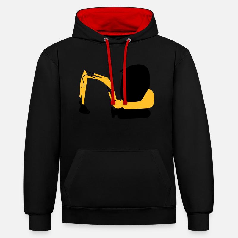 pelleteuse - Sweat à capuche contrasté - noir/rouge