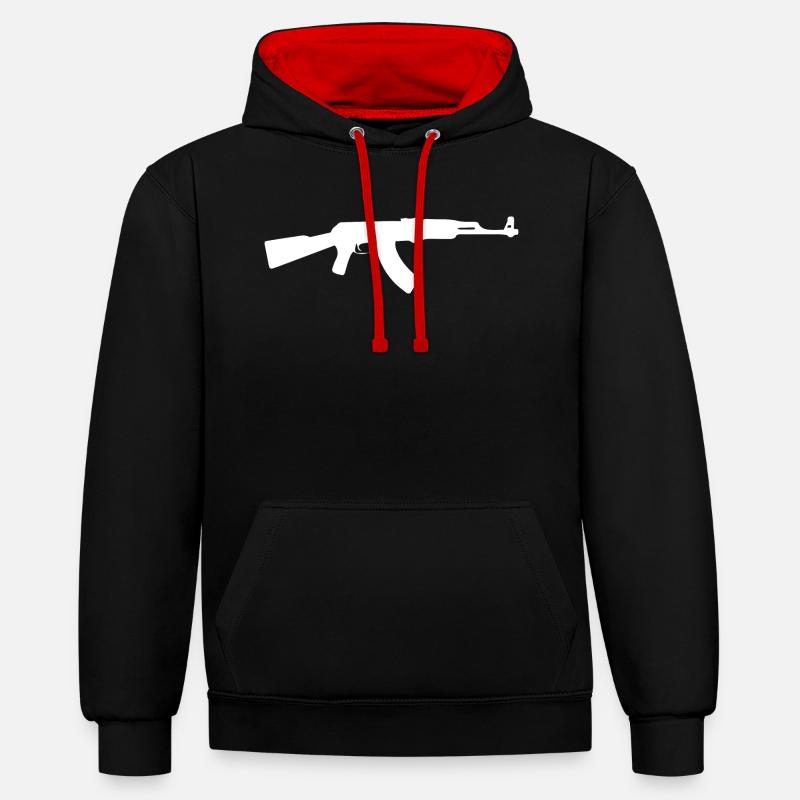 AK-47 - Kontrast-Hoodie - Schwarz/Rot