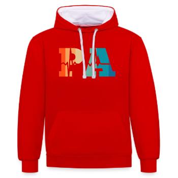 Heartbeat retro physician assistant - Contrast hoodie - red/white - Front - Liana (172cm) & Jaron (178cm)