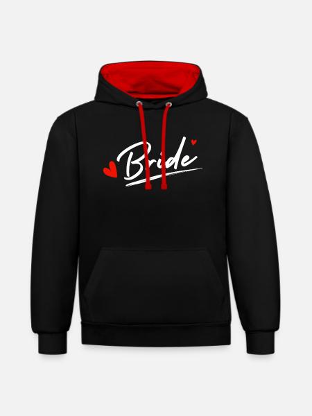 Bride Hearts - Bride Gift - Contrast hoodie - black/red