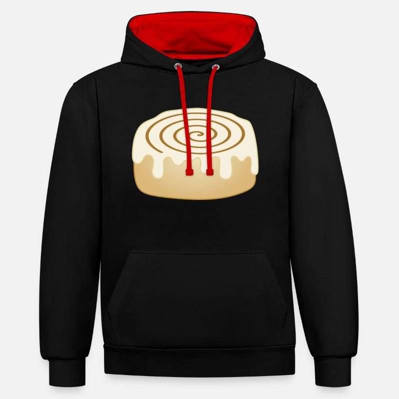 Rouleau à la cannelle - Sweat à capuche contrasté - noir/rouge
