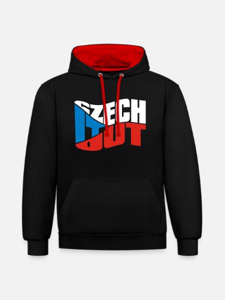chech - Kontrast-Hoodie - Schwarz/Rot
