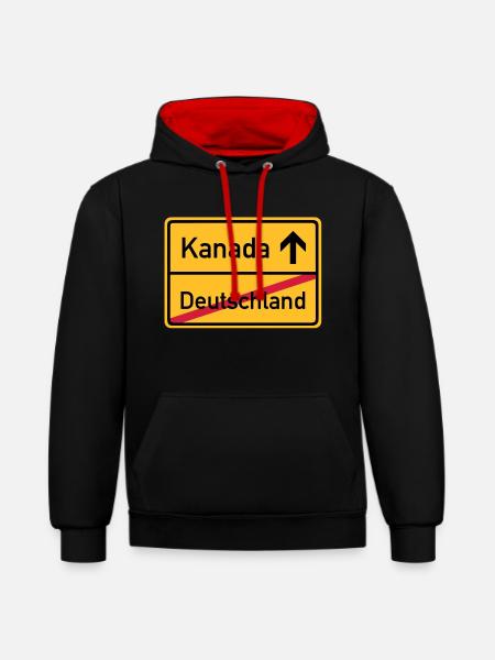 ortsschild_kanada__f3 - Contrast hoodie - black/red