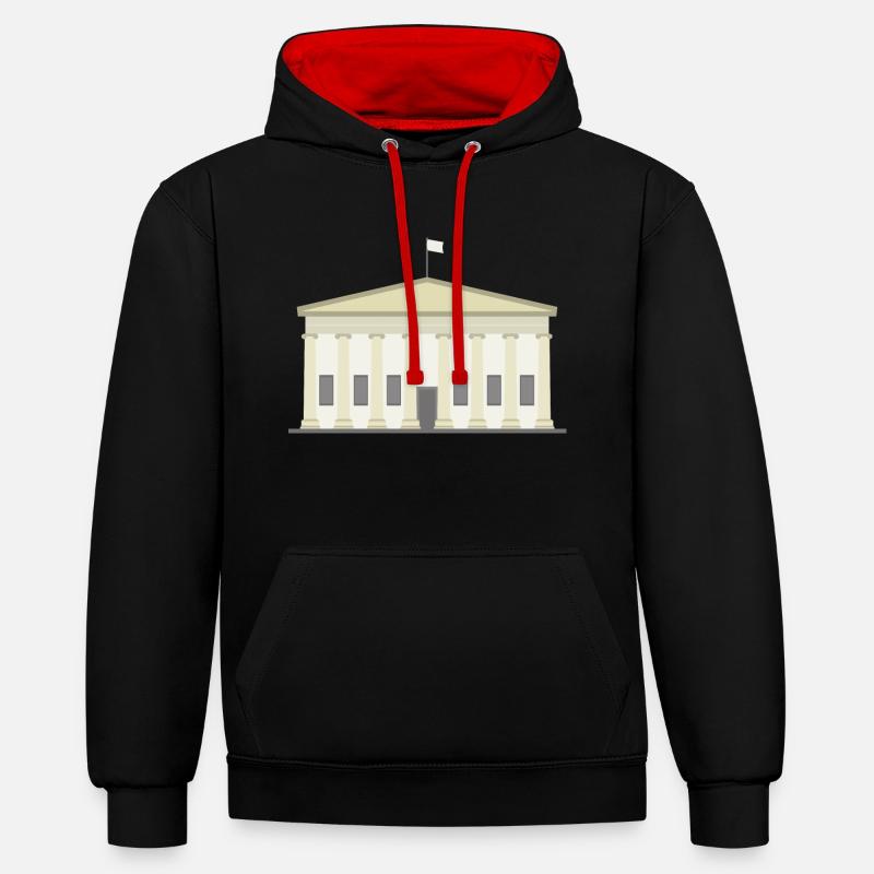 Icône de Londres British Museum - Sweat à capuche contrasté - noir/rouge