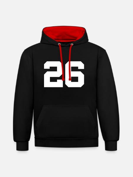 Number 26 - Contrast hoodie - black/red