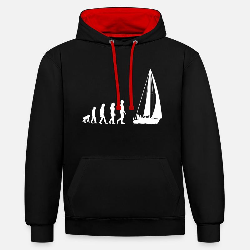 Segelboot Evolution - Kontrast-Hoodie - Schwarz/Rot