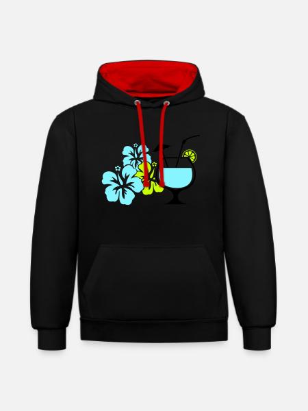 Cocktail Flowers Hawaii - Contrast hoodie - black/red