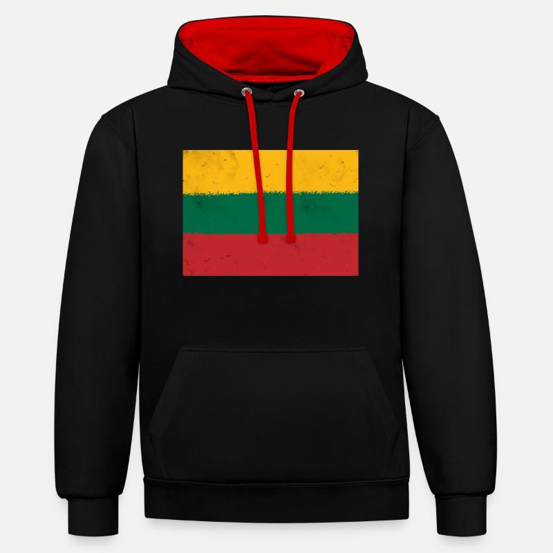 Drapeau de la Lituanie - Sweat à capuche contrasté - noir/rouge