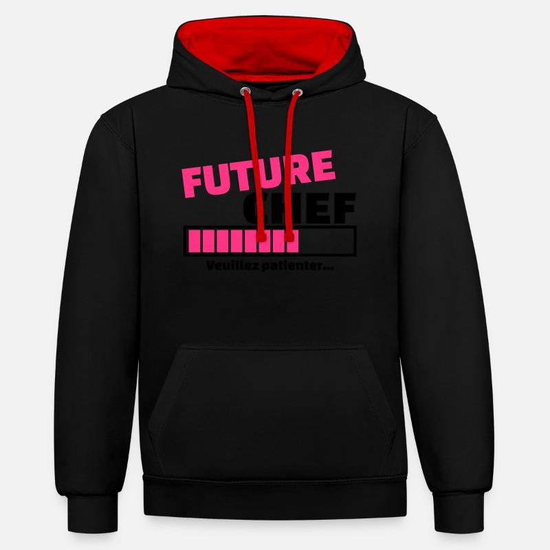 future chef - Sweat à capuche contrasté - noir/rouge