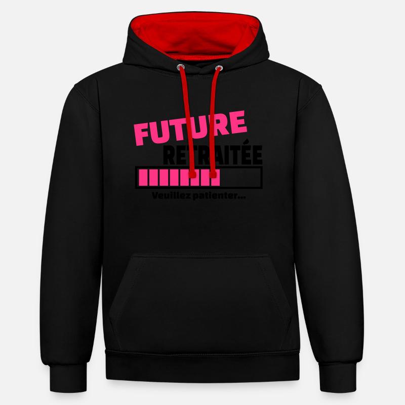 future retraitée - Sweat à capuche contrasté - noir/rouge