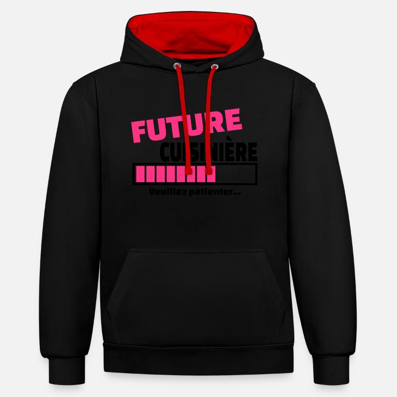 future cuisinière - Sweat à capuche contrasté - noir/rouge