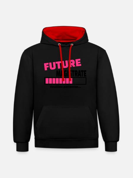 future magistrate - Sweat à capuche contrasté - noir/rouge
