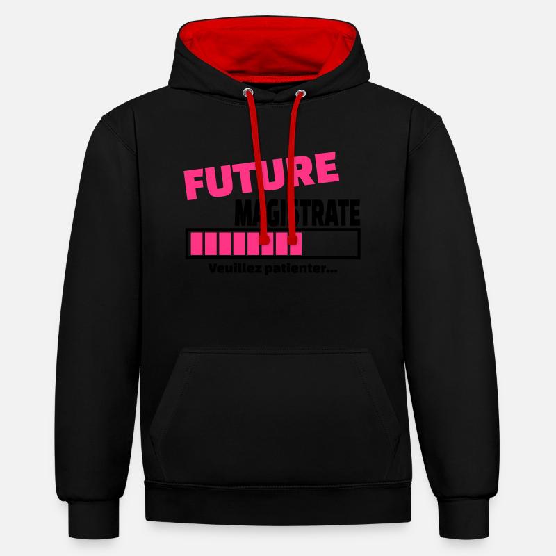 future magistrate - Sweat à capuche contrasté - noir/rouge