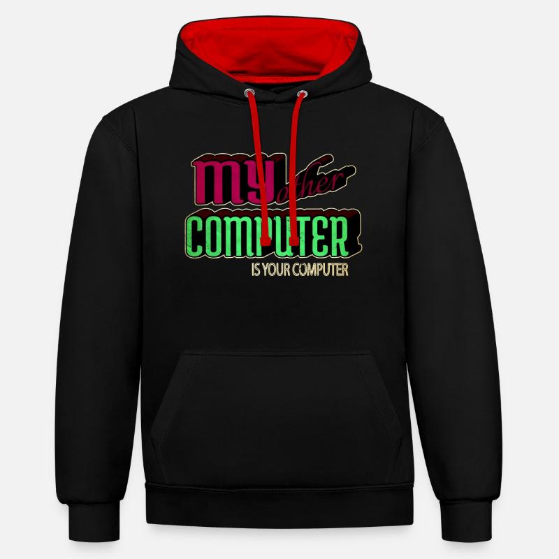 present hacking coding hacking computer - Kontrast-Hoodie - Schwarz/Rot