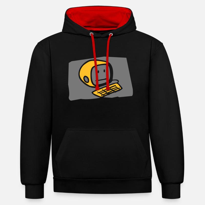 computer2_c - Kontrast-Hoodie - Schwarz/Rot