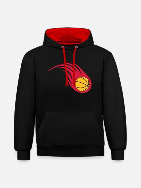 basketball fireball - Contrast hoodie - black/red