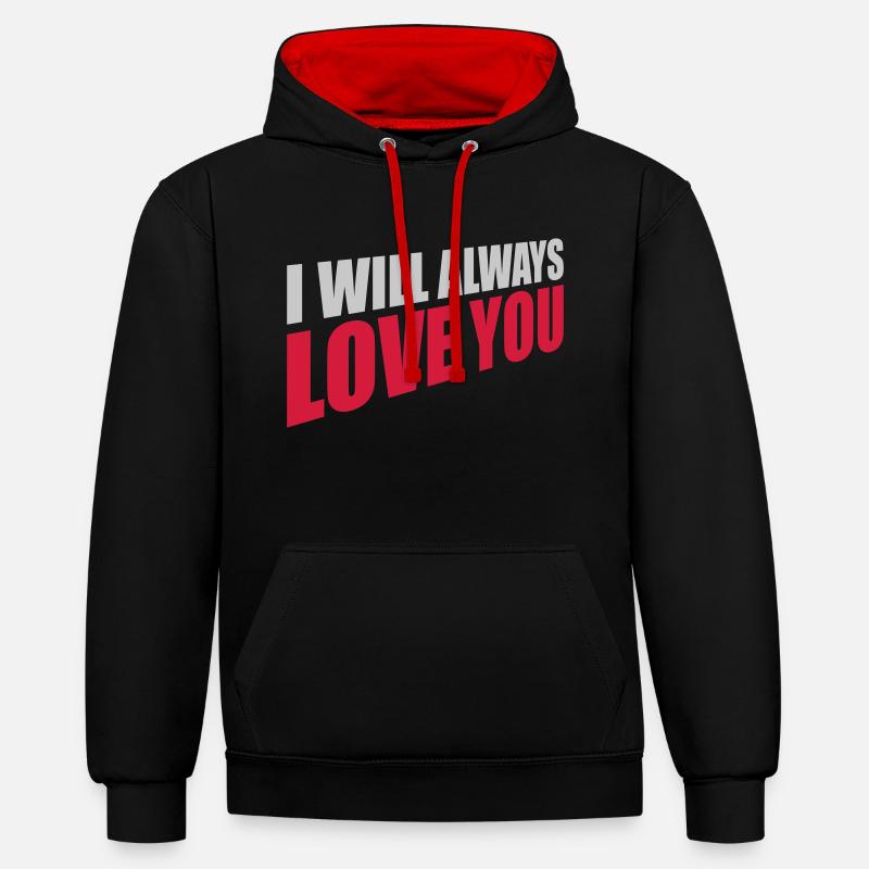 J’aimerai toujours - Sweat à capuche contrasté - noir/rouge