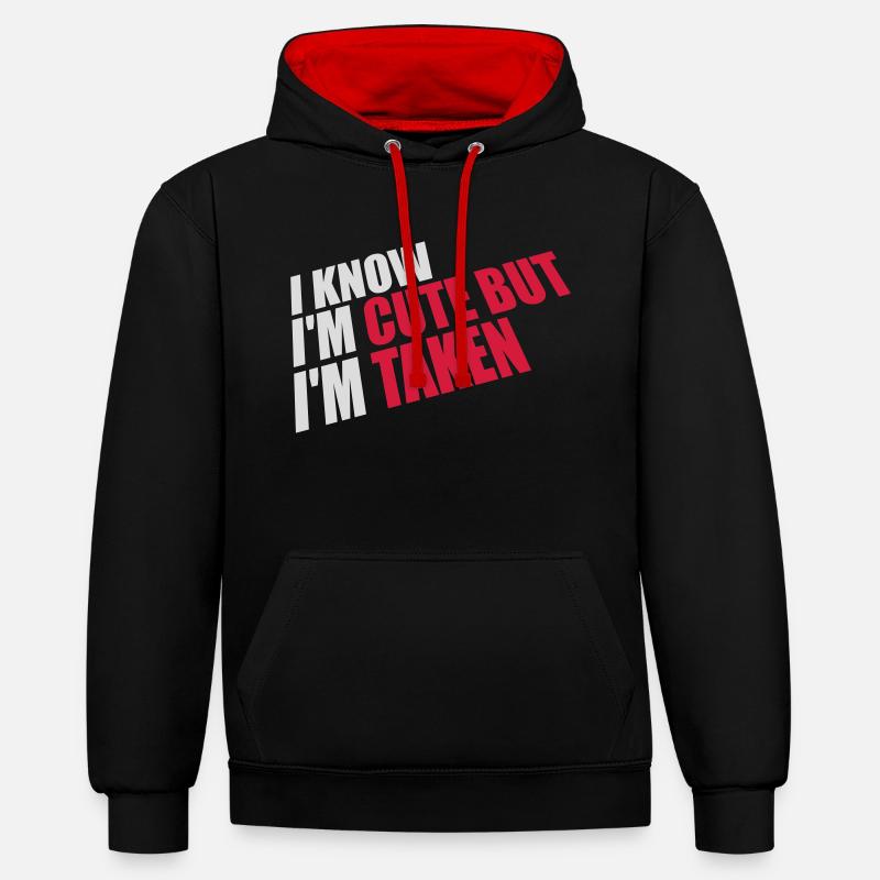 citation mignonne mais prise - Sweat à capuche contrasté - noir/rouge