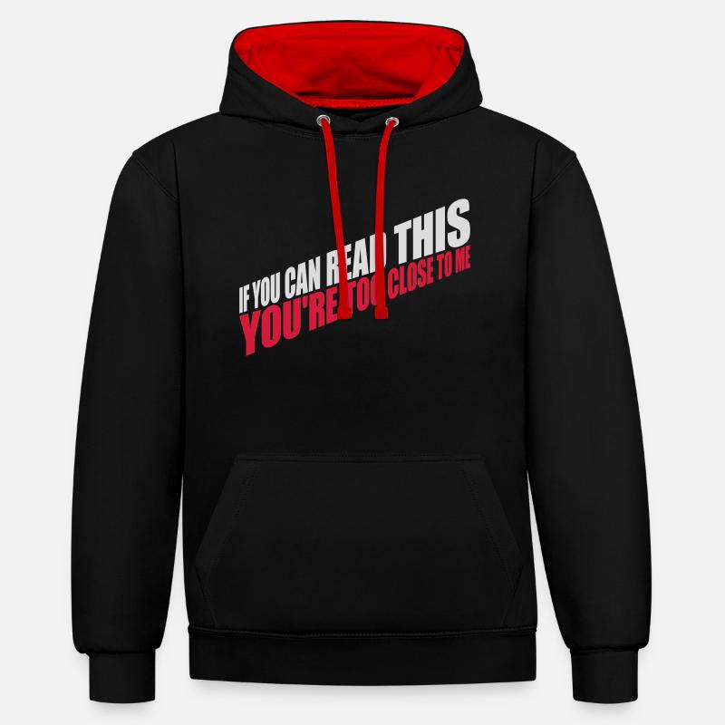 trop près de moi - Sweat à capuche contrasté - noir/rouge