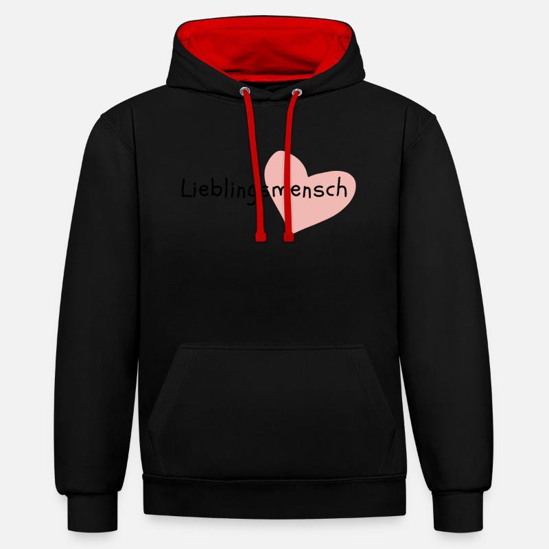 Personne préférée Saint-Valentin Relation amoureuse - Sweat à capuche contrasté - noir/rouge