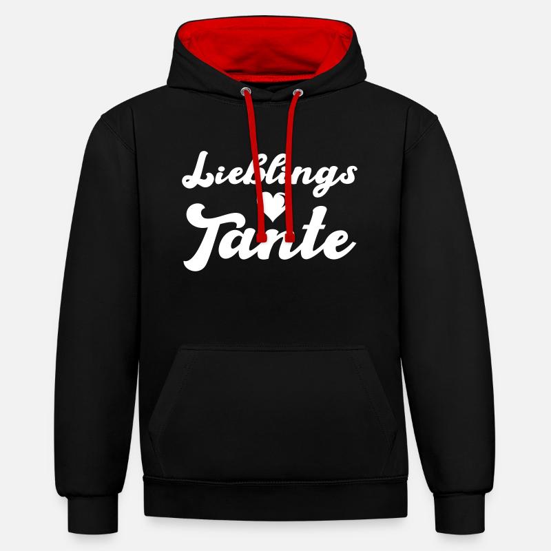 Tante préférée - Sweat à capuche contrasté - noir/rouge