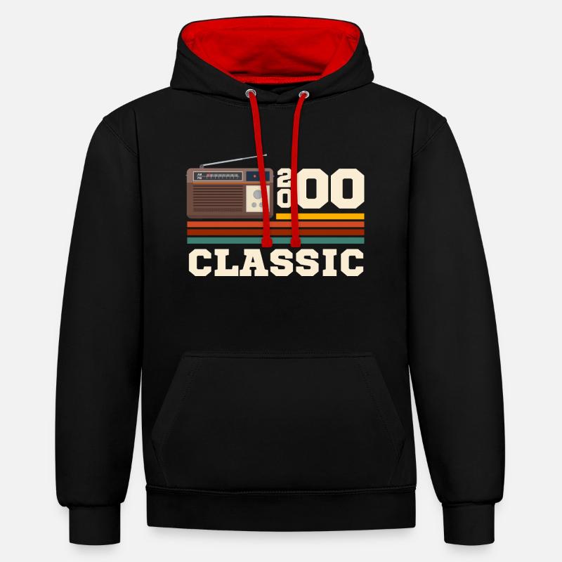 Anniversaire 2000 retro classic - Sweat à capuche contrasté - noir/rouge