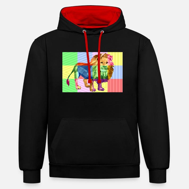 lion - Sweat à capuche contrasté - noir/rouge