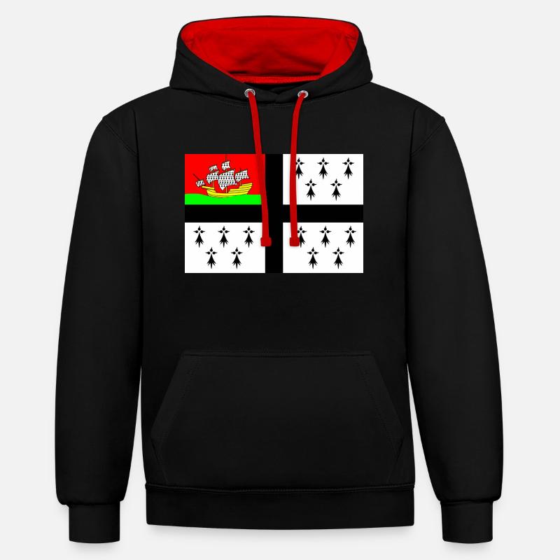 Drapeau de Nantes - Sweat à capuche contrasté - noir/rouge