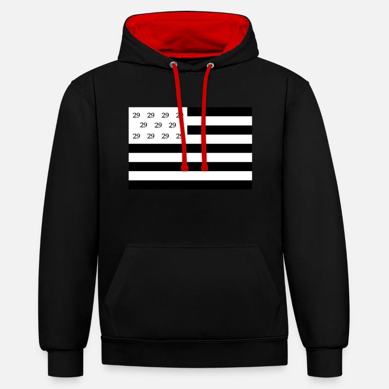 BRETAGNE_29 - Sweat à capuche contrasté - noir/rouge