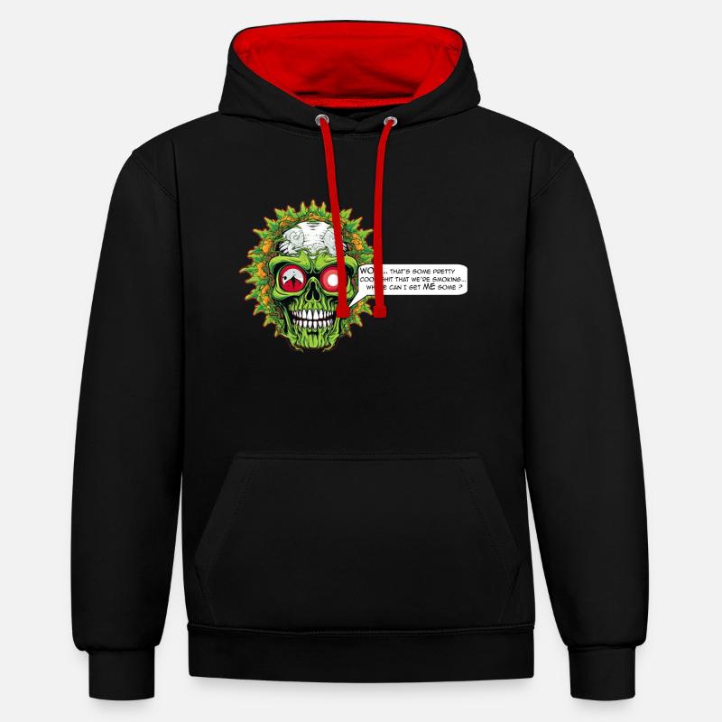 Marijuana - Comic Skull - Sweat à capuche contrasté - noir/rouge