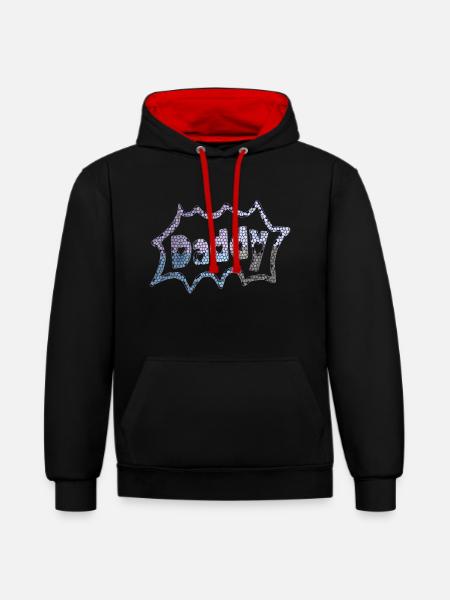 HerzefürDaddyII - Kontrast-Hoodie - Schwarz/Rot