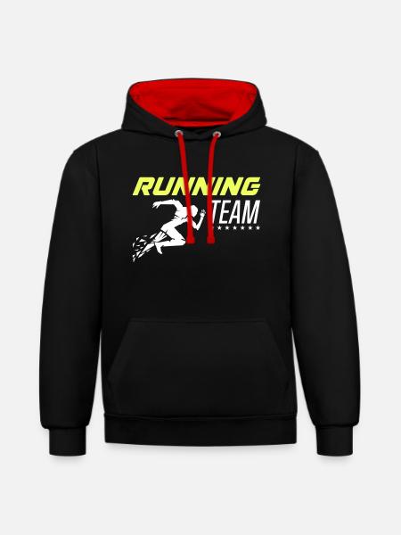 Running Team 1 - Contrast hoodie - black/red