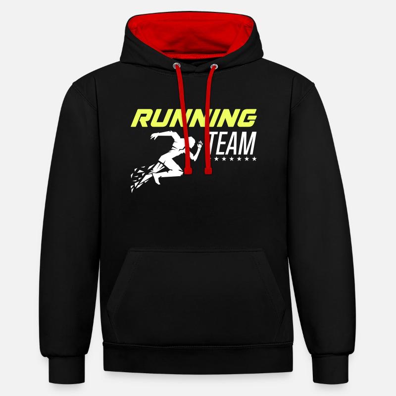 Équipe de course 1 - Sweat à capuche contrasté - noir/rouge