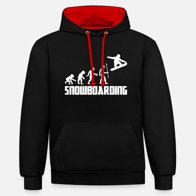 Snowboarding Snowboarder Winter Evolution Schnee - Kontrast-Hoodie - Schwarz/Rot