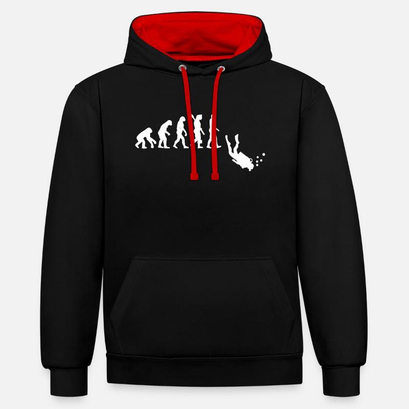 Funny Diver Evolution - Scuba Diving - Contrast hoodie - black/red