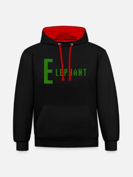 Elephant - Kontrast-Hoodie - Schwarz/Rot