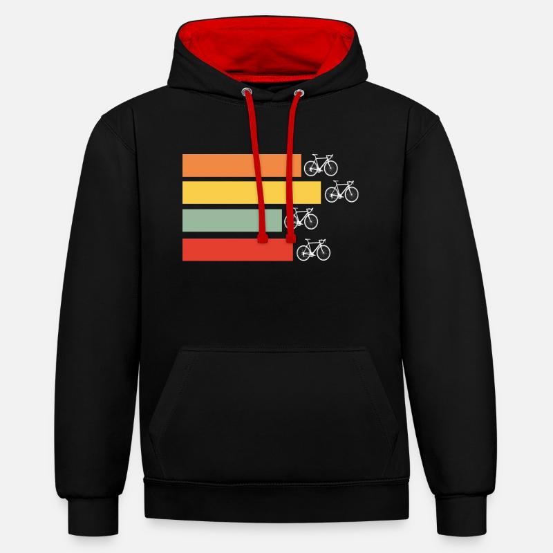 Vélo Cyclisme Cyclisme Rétro - Sweat à capuche contrasté - noir/rouge